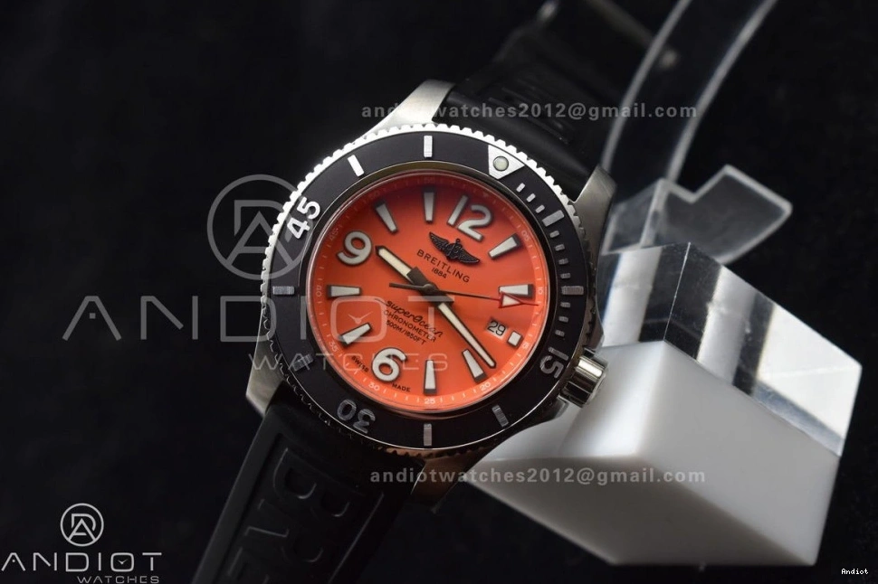 Black On TF A2824 1:1 Best Superocean Bezel Strap Rubber Automatic Black Orange 44 Dial Edition 0421